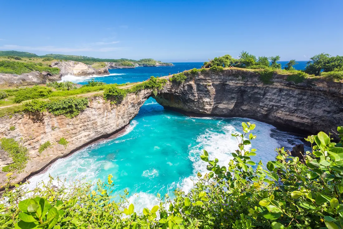 Stunning view if Broken Beach at Nusa Penida Island